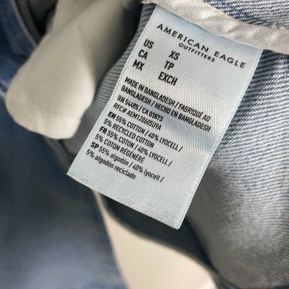 American Eagle Oversized Denim Blazer Jacket Jean Womens XS Light Wash - Picture 4 of 7